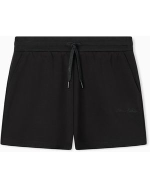 ARMANI EXCHANGE Scuba Fabric Shorts With Lettering Logo - Black