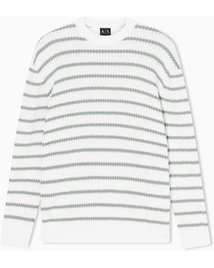 ARMANI EXCHANGE Colourful Striped Crew Neck Jumper - White