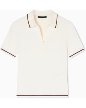ARMANI EXCHANGE V-Neck Polo Shirt With Contrasting Trim - White