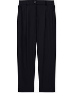 ARMANI EXCHANGE Pantalón Recto De Viscosa Y Lana Con Trabillas - Negro
