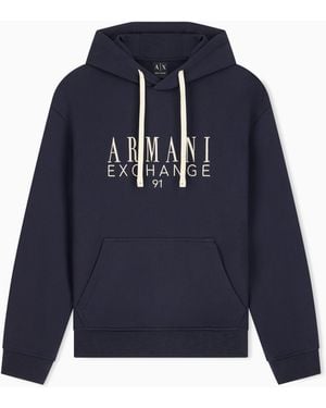 ARMANI EXCHANGE Sudadera Con Capucha De Felpa Francesa De Algodón - Azul