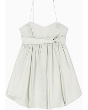 ARMANI EXCHANGE Chambray Balloon Dress With Knot - White
