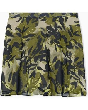 ARMANI EXCHANGE Printed Crinkle Viscose Ruffle Mini Skirt - Green