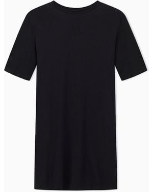 ARMANI EXCHANGE Short-Sleeve Cotton Jersey T-Shirt Dress With Logo Icon - Black