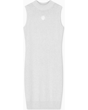 ARMANI EXCHANGE Strickkleid Crossover Aus Baumwolle Mit Stehkragen - Weiß