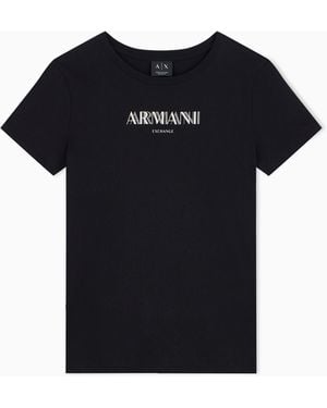 ARMANI EXCHANGE Camiseta De Punto De Algodón De Corte Regular - Negro