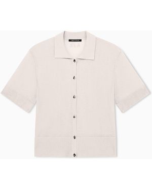 ARMANI EXCHANGE Cárdigan De Manga Corta De Mezcla De Lino - Blanco