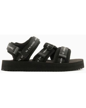 ARMANI EXCHANGE Multi-band Sandals With Tear - Black