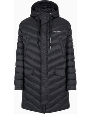 ARMANI EXCHANGE Long Down Jacket With Hood - Grey