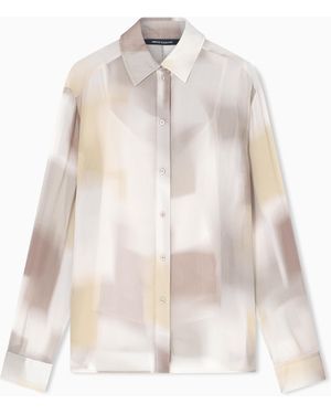 ARMANI EXCHANGE Printed Crinkle Viscose Jacket - White
