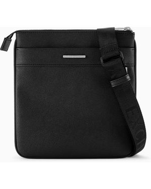 ARMANI EXCHANGE Faux Leather Shoulder Bag With Front Pocket - Black