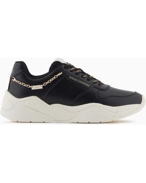 ARMANI EXCHANGE Technical Mesh Trainer With Thick Sole And Chain - White