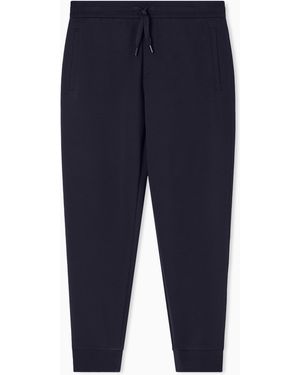 ARMANI EXCHANGE Bonded Stretch Cotton Joggers With Ribbed Cuffs Icon - Blue