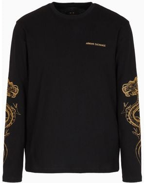 ARMANI EXCHANGE Lunar New Year Long Sleeve T-shirt - Black