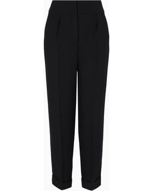 ARMANI EXCHANGE Asv Fabric Trousers With Pleats And Turn-Ups - Black