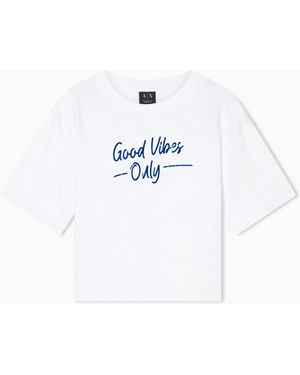 ARMANI EXCHANGE Cropped Cotton Jersey T-Shirt - White