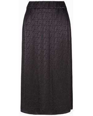 ARMANI EXCHANGE Asv Monogram Satin Midi Skirt - Black