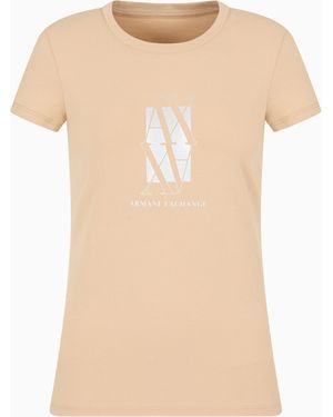 ARMANI EXCHANGE Slim Fit T-Shirt With Central Logo - Natural