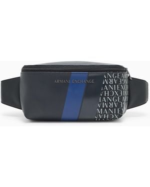 ARMANI EXCHANGE Sac Banane Avec Monogramme Et Rayures - Bleu