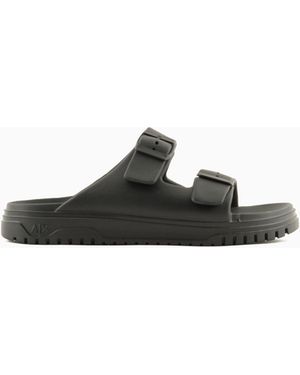 ARMANI EXCHANGE Slippers With Two Straps And Buckles - White
