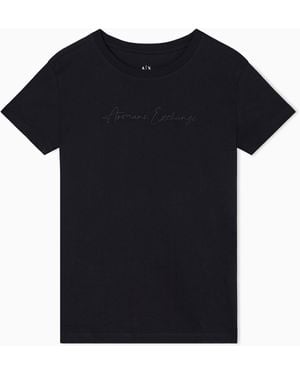 ARMANI EXCHANGE Jersey T-Shirt With A Crew Neck Essential Logo Signature - Black