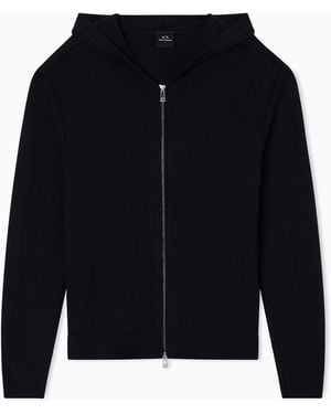 ARMANI EXCHANGE Cardigan À Capuche Zippé En Laine Mélangée - Noir