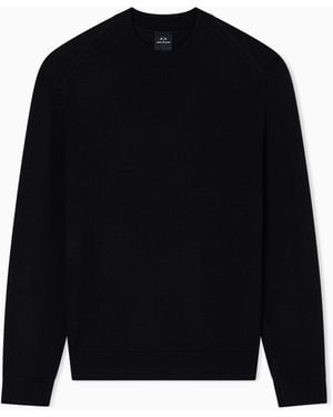 ARMANI EXCHANGE Wool And Cotton Crew Neck Jumper - Black