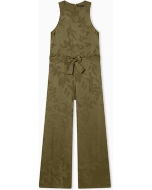 ARMANI EXCHANGE Elegant Jacquard Viscose Jumpsuit With Belt - Green