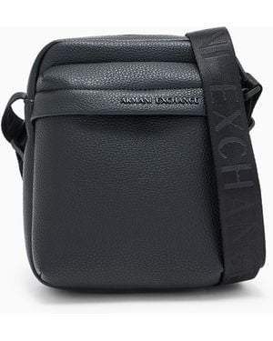 ARMANI EXCHANGE Textured Crossbody Bag With An Embossed Logo On The Flap - Black