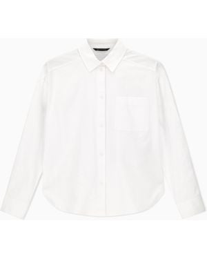ARMANI EXCHANGE Cropped Cotton Oxford Shirt - White
