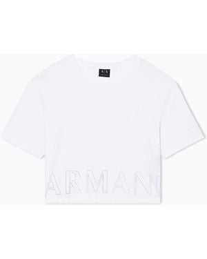 ARMANI EXCHANGE Cropped Basic T-Shirt - White
