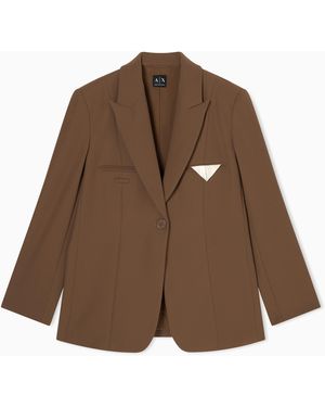 ARMANI EXCHANGE Single-Breasted Oversized Jacket With Pocket Square - Brown