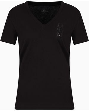 ARMANI EXCHANGE Regular Fit T-Shirt With V-Neck - Black
