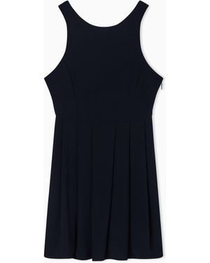 ARMANI EXCHANGE Short Light Crepe Dress With Asymmetric Draping - Black