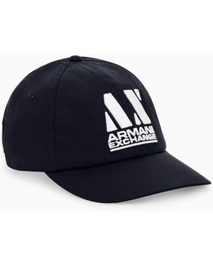 ARMANI EXCHANGE Klassische Baseballkappe Aus Baumwolltwill Mit Stickerei - Blau