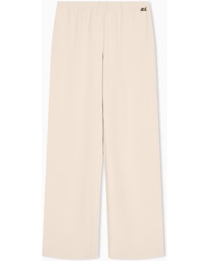 ARMANI EXCHANGE Regular Fit Trousers Recycled Twill With Rib Details - Natural
