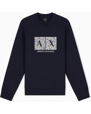 ARMANI EXCHANGE Sudadera De Algodón Elástico De Corte Regular - Azul