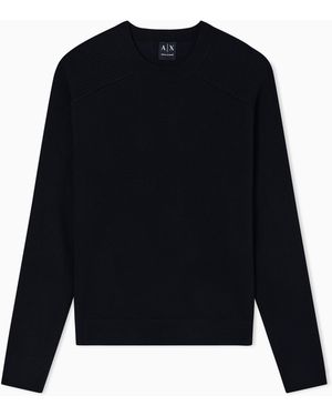 ARMANI EXCHANGE Crew Neck Jumper With Shoulder Detail - Black