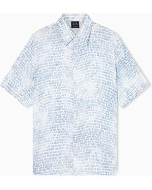 ARMANI EXCHANGE Viscose Twill Shirt - Blue
