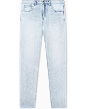 ARMANI EXCHANGE Pantalón Vaquero Slim Con Cinco Bolsillos Y Parche De Piel - Azul