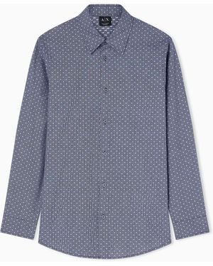ARMANI EXCHANGE Regular-Fit Jacquard Yarn-Dyed Cotton Shirt - Blue
