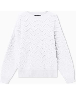 ARMANI EXCHANGE Jersey De Punto Con Motivo Chevron Y Cuello Redondo - Blanco