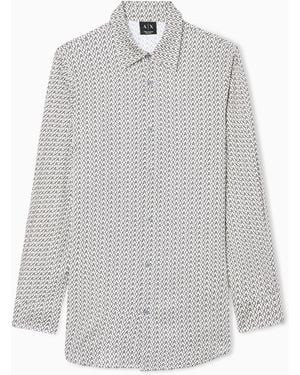 ARMANI EXCHANGE Regular Fit Shirt With Allover Logo Print - White
