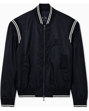 ARMANI EXCHANGE Satin Bomber Blouson - Blue