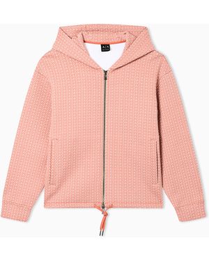 ARMANI EXCHANGE Zip-Up Sweatshirt With Allover Logo Print - Pink