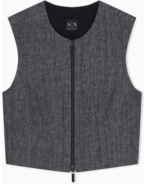 ARMANI EXCHANGE Weste Mit Reißverschluss Aus Viskose Und Schurwolle - Blau