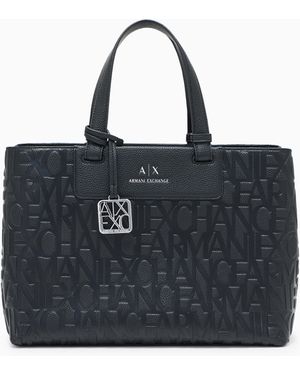 ARMANI EXCHANGE Handbag With Allover Logo - Black
