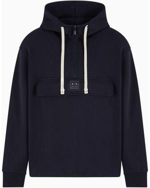 ARMANI EXCHANGE Kapuzenpullover Mit Halbem Reißverschluss - Blau