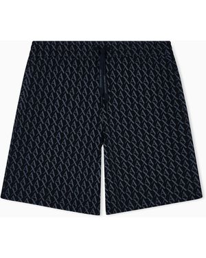 ARMANI EXCHANGE French Terry Shorts With An All-Over Pattern Essential - Black