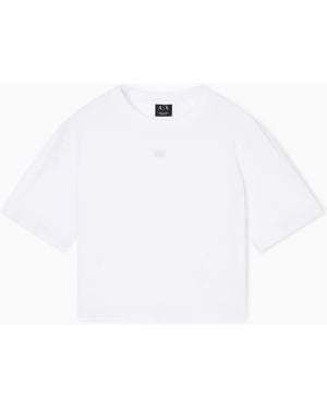 ARMANI EXCHANGE Cropped Cotton Jersey T-Shirt - White